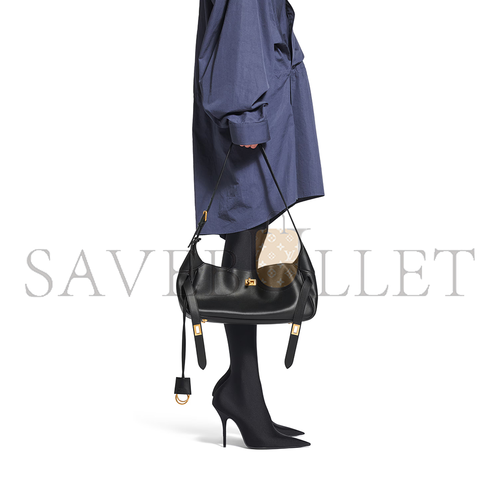 BALENCIAGA WOMEN'S BEL AIR SMALL SHOULDER BAG IN BLACK 8106802ABAV1000 (29.9*19.8*17cm)